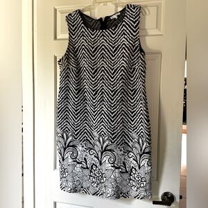 Olivia Matthews sleeveless dress black/white geo patterns sz 2X